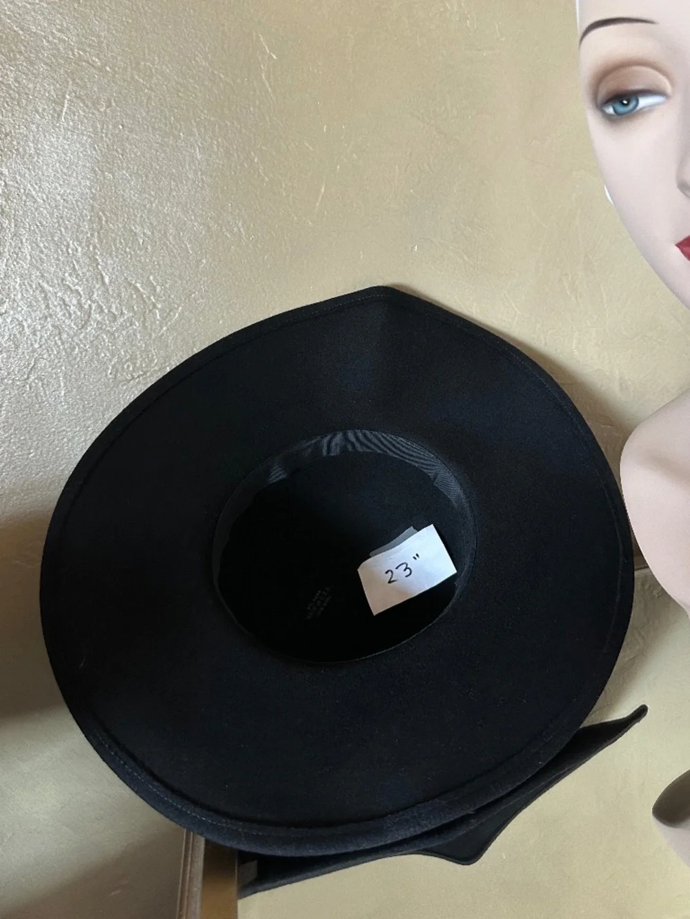 UPSCALE 1940s' BLACK FELT WIDE BRIM HAT + OSTRICH FEATHERS & RHINESTONE